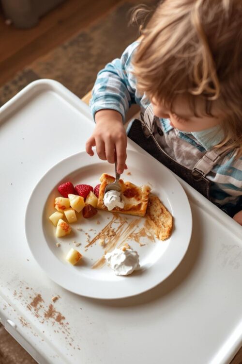 toddler refuses dinner with half eaten plate of food