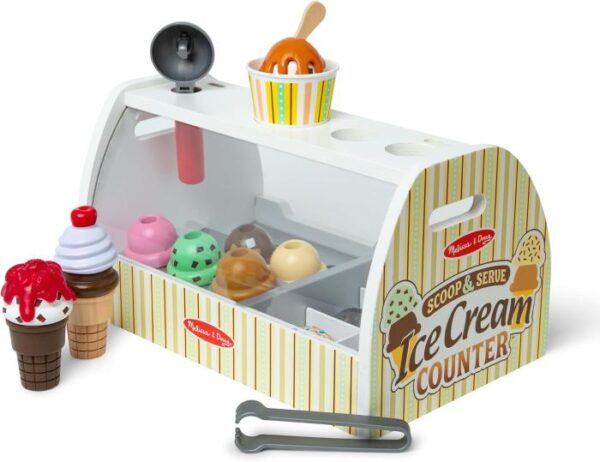 Melissa and Doug pretend ice cream counter. Perfect for toddlers to scoop and serve ice cream.
