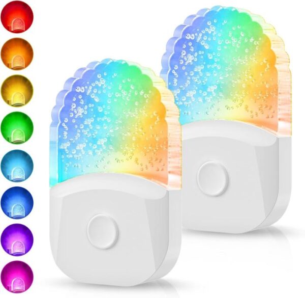 Colorful plug into the wall nightlight with sensors for toddlers.