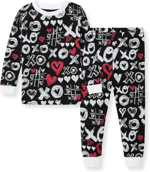 Black Valentine's Day pajamas for toddler