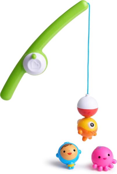 Bath toy fishing pole set for toddlers, fun water play toy for bathtub time.