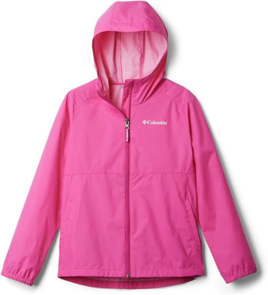 Kids lightweight rain jacket for spring weather, waterproof coat perfect for puddle jumping.