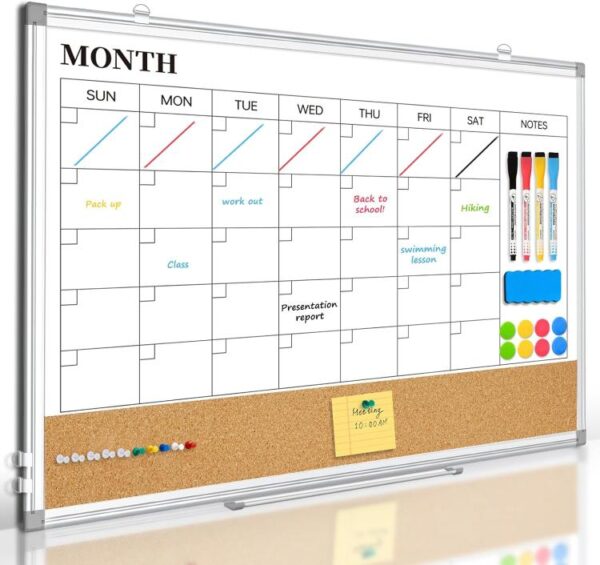 large whiteboard calendar for family planning in kitchen