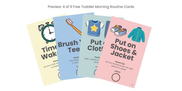 Printable toddler morning routine flash cards for calmer mornings