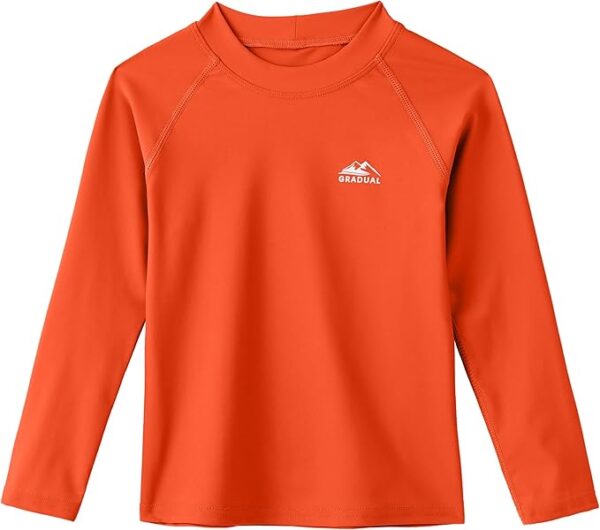 Bright orange long sleeved rashguard for toddlers